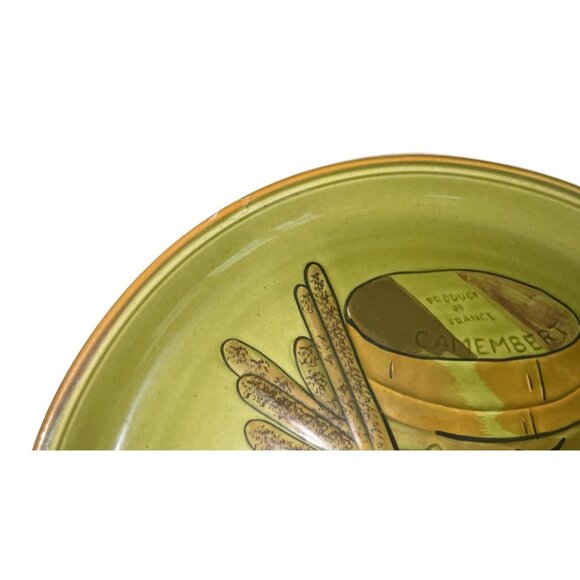 Vintage Los Angeles Potteries Cheese Platter Plate 14.5" Green USA #505 - Picture 6 of 9